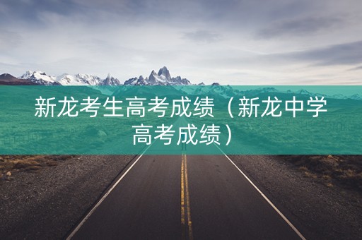 新龙考生高考成绩（新龙中学高考成绩）