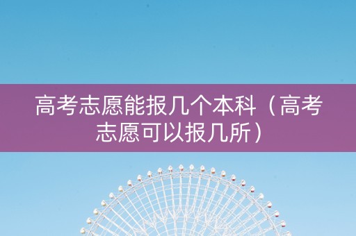 高考志愿能报几个本科（高考志愿可以报几所）