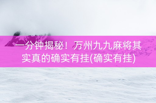 一分钟揭秘！万州九九麻将其实真的确实有挂(确实有挂)