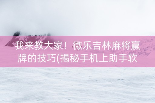 我来教大家！微乐吉林麻将赢牌的技巧(揭秘手机上助手软件)