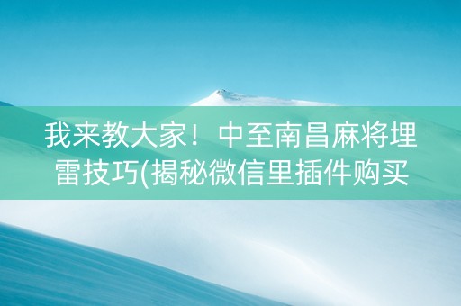 我来教大家！中至南昌麻将埋雷技巧(揭秘微信里插件购买)