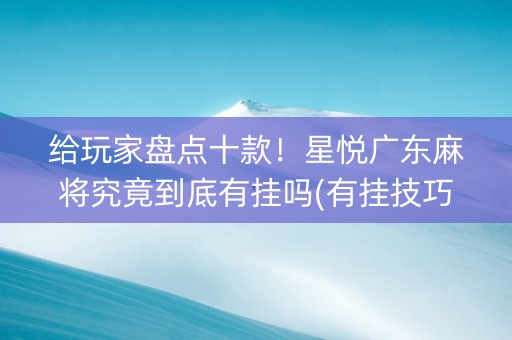 给玩家盘点十款！星悦广东麻将究竟到底有挂吗(有挂技巧辅助器)