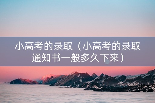 小高考的录取（小高考的录取通知书一般多久下来）