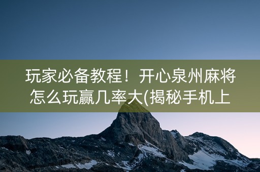 玩家必备教程！开心泉州麻将怎么玩赢几率大(揭秘手机上助手软件)