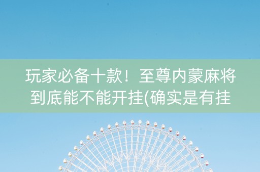 玩家必备十款！至尊内蒙麻将到底能不能开挂(确实是有挂的)