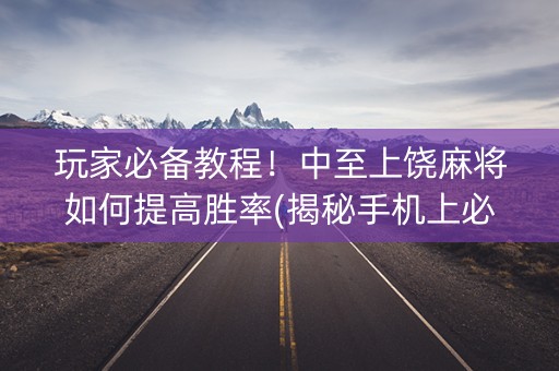 玩家必备教程！中至上饶麻将如何提高胜率(揭秘手机上必备神器)