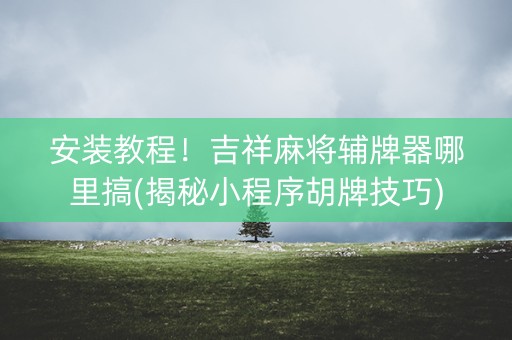 安装教程！吉祥麻将辅牌器哪里搞(揭秘小程序胡牌技巧)