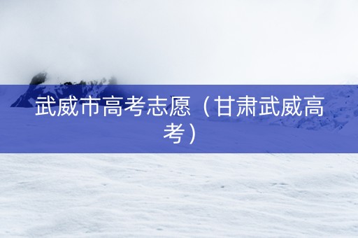 武威市高考志愿（甘肃武威高考）