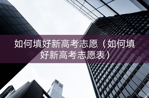 如何填好新高考志愿（如何填好新高考志愿表）