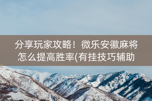 分享玩家攻略！微乐安徽麻将怎么提高胜率(有挂技巧辅助器)