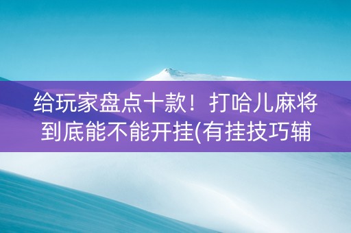 给玩家盘点十款！打哈儿麻将到底能不能开挂(有挂技巧辅助器)