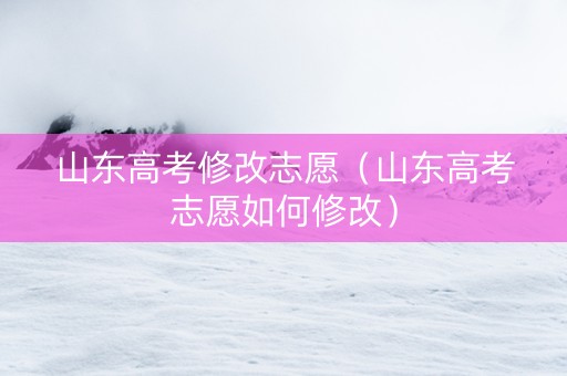 山东高考修改志愿（山东高考志愿如何修改）
