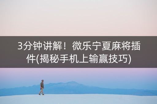 3分钟讲解！微乐宁夏麻将插件(揭秘手机上输赢技巧)