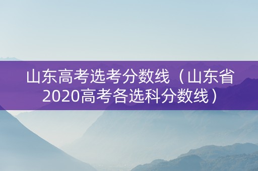山东高考选考分数线（山东省2020高考各选科分数线）