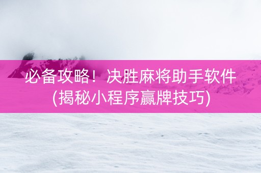 必备攻略！决胜麻将助手软件(揭秘小程序赢牌技巧)