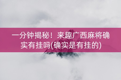 一分钟揭秘！来趣广西麻将确实有挂吗(确实是有挂的)
