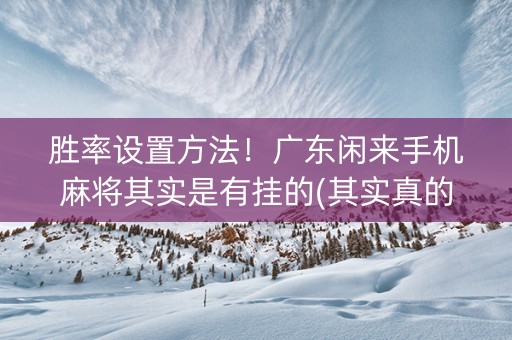 胜率设置方法！广东闲来手机麻将其实是有挂的(其实真的有挂)