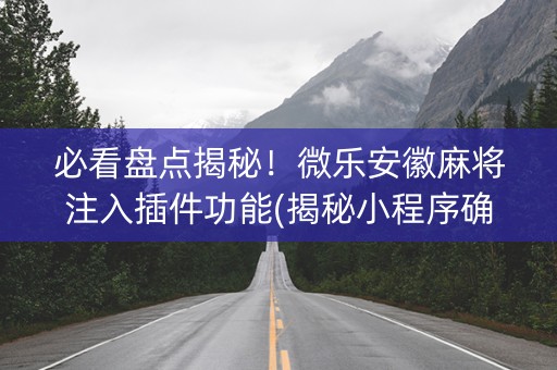 必看盘点揭秘！微乐安徽麻将注入插件功能(揭秘小程序确实有猫腻)