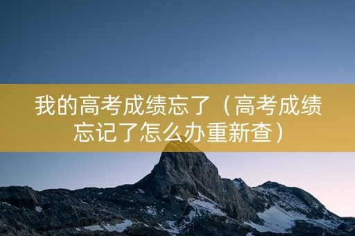 我的高考成绩忘了（高考成绩忘记了怎么办重新查）