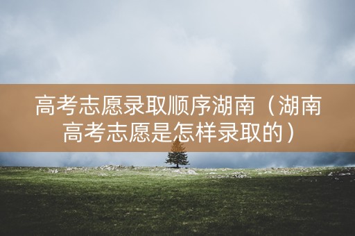 高考志愿录取顺序湖南（湖南高考志愿是怎样录取的）