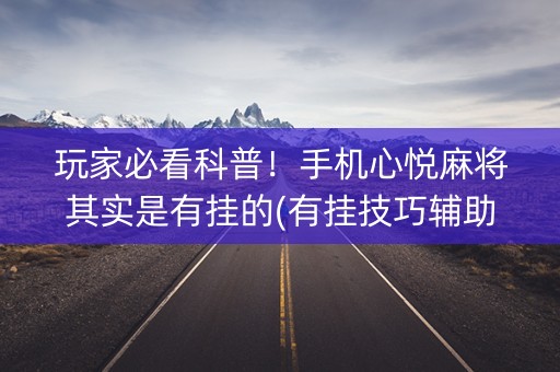 玩家必看科普！手机心悦麻将其实是有挂的(有挂技巧辅助器)