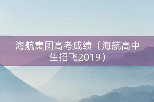 海航集团高考成绩（海航高中生招飞2019）