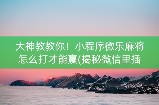 大神教教你！小程序微乐麻将怎么打才能赢(揭秘微信里插件购买)