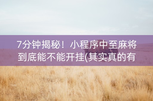 7分钟揭秘！小程序中至麻将到底能不能开挂(其实真的有挂)