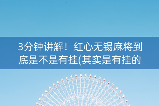 3分钟讲解！红心无锡麻将到底是不是有挂(其实是有挂的)