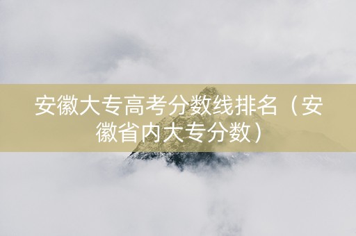 安徽大专高考分数线排名（安徽省内大专分数）