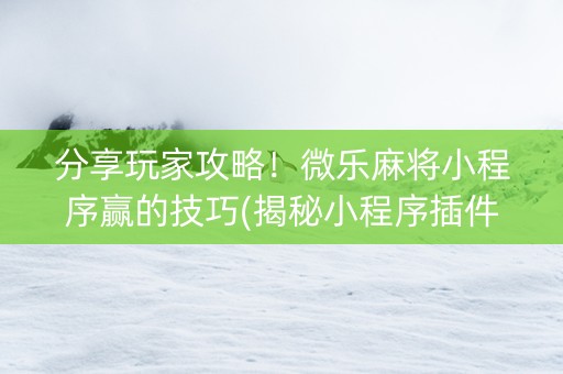 分享玩家攻略！微乐麻将小程序赢的技巧(揭秘小程序插件下载)