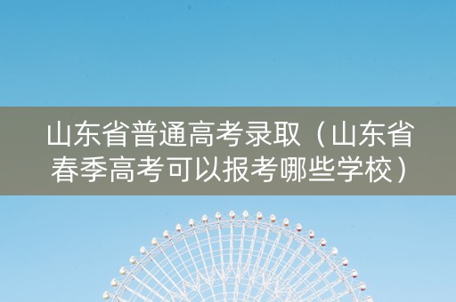 山东省普通高考录取（山东省春季高考可以报考哪些学校）