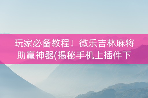 玩家必备教程！微乐吉林麻将助赢神器(揭秘手机上插件下载)