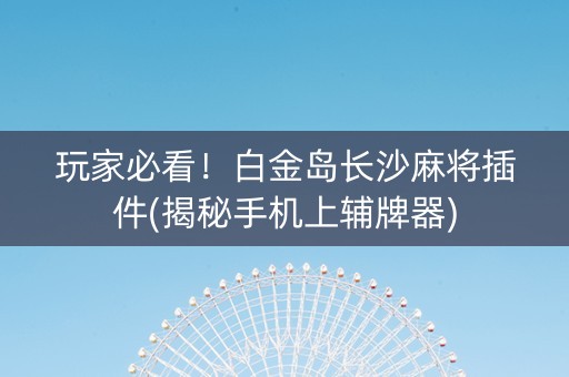 玩家必看！白金岛长沙麻将插件(揭秘手机上辅牌器)