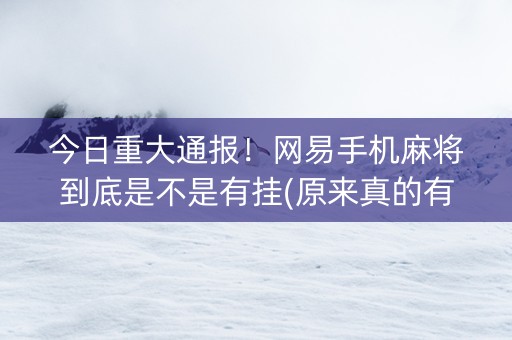 今日重大通报！网易手机麻将到底是不是有挂(原来真的有挂)