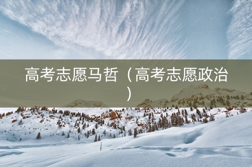 高考志愿马哲（高考志愿政治）