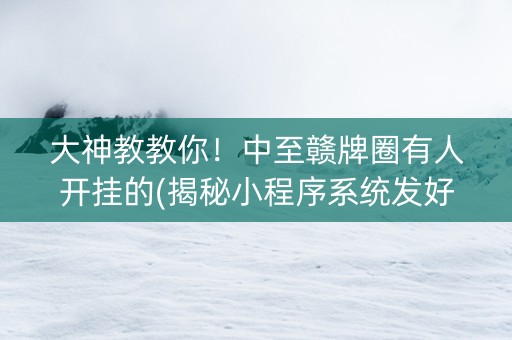 大神教教你！中至赣牌圈有人开挂的(揭秘小程序系统发好牌)