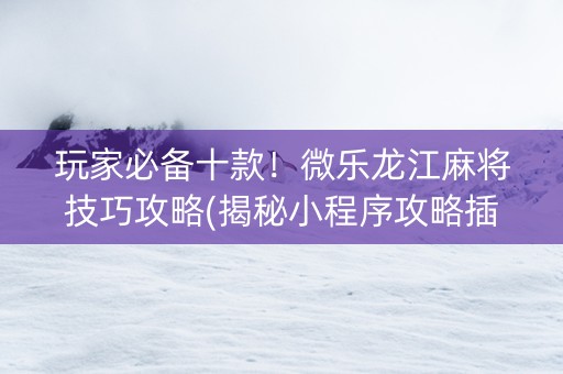 玩家必备十款！微乐龙江麻将技巧攻略(揭秘小程序攻略插件)