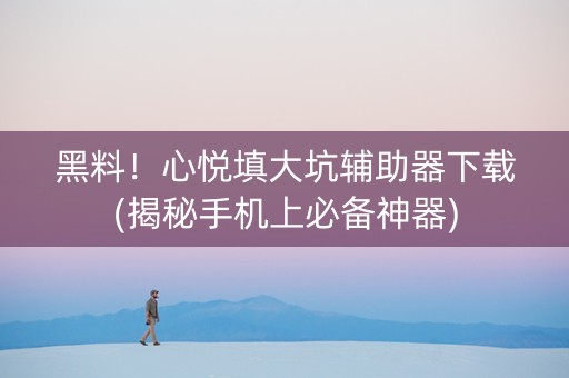 黑料！心悦填大坑辅助器下载(揭秘手机上必备神器)