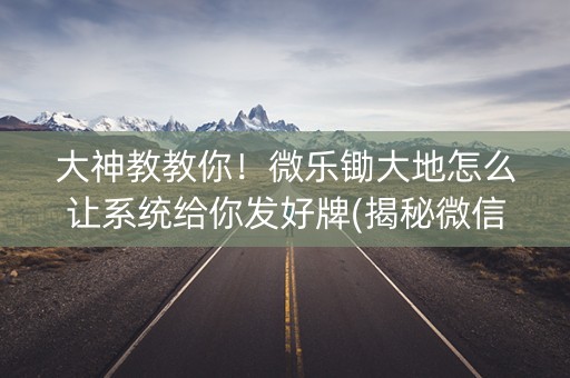 大神教教你！微乐锄大地怎么让系统给你发好牌(揭秘微信里专用神器)