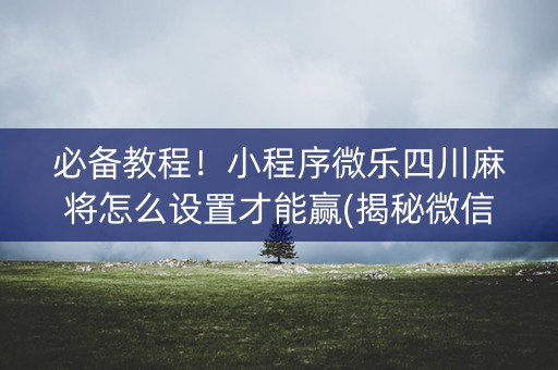必备教程！小程序微乐四川麻将怎么设置才能赢(揭秘微信里提高胜率)