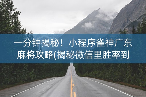 一分钟揭秘！小程序雀神广东麻将攻略(揭秘微信里胜率到哪调)