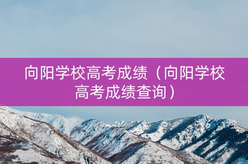 向阳学校高考成绩（向阳学校高考成绩查询）