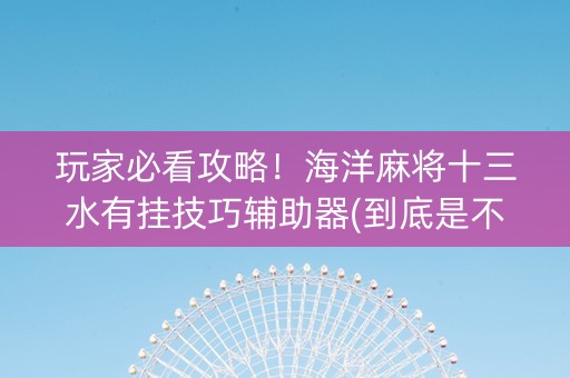 玩家必看攻略！海洋麻将十三水有挂技巧辅助器(到底是不是有挂)