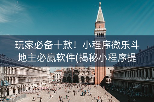 玩家必备十款！小程序微乐斗地主必赢软件(揭秘小程序提高赢的概率)