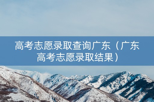 高考志愿录取查询广东（广东高考志愿录取结果）