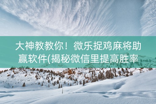 大神教教你！微乐捉鸡麻将助赢软件(揭秘微信里提高胜率)