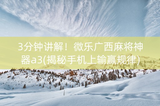 3分钟讲解！微乐广西麻将神器a3(揭秘手机上输赢规律)