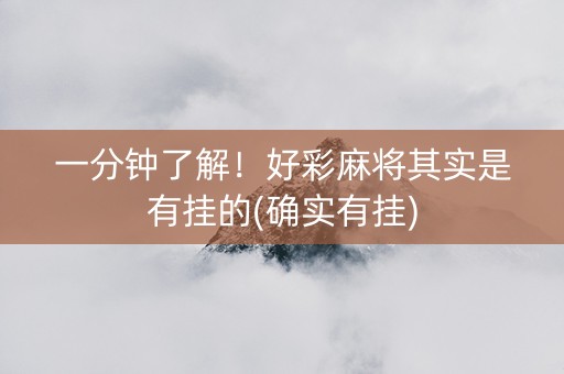 一分钟了解！好彩麻将其实是有挂的(确实有挂)