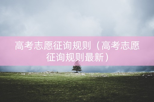 高考志愿征询规则（高考志愿征询规则最新）